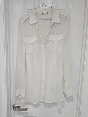 DKNY Ivory Sheer Button-Front Tunic w/Camisole